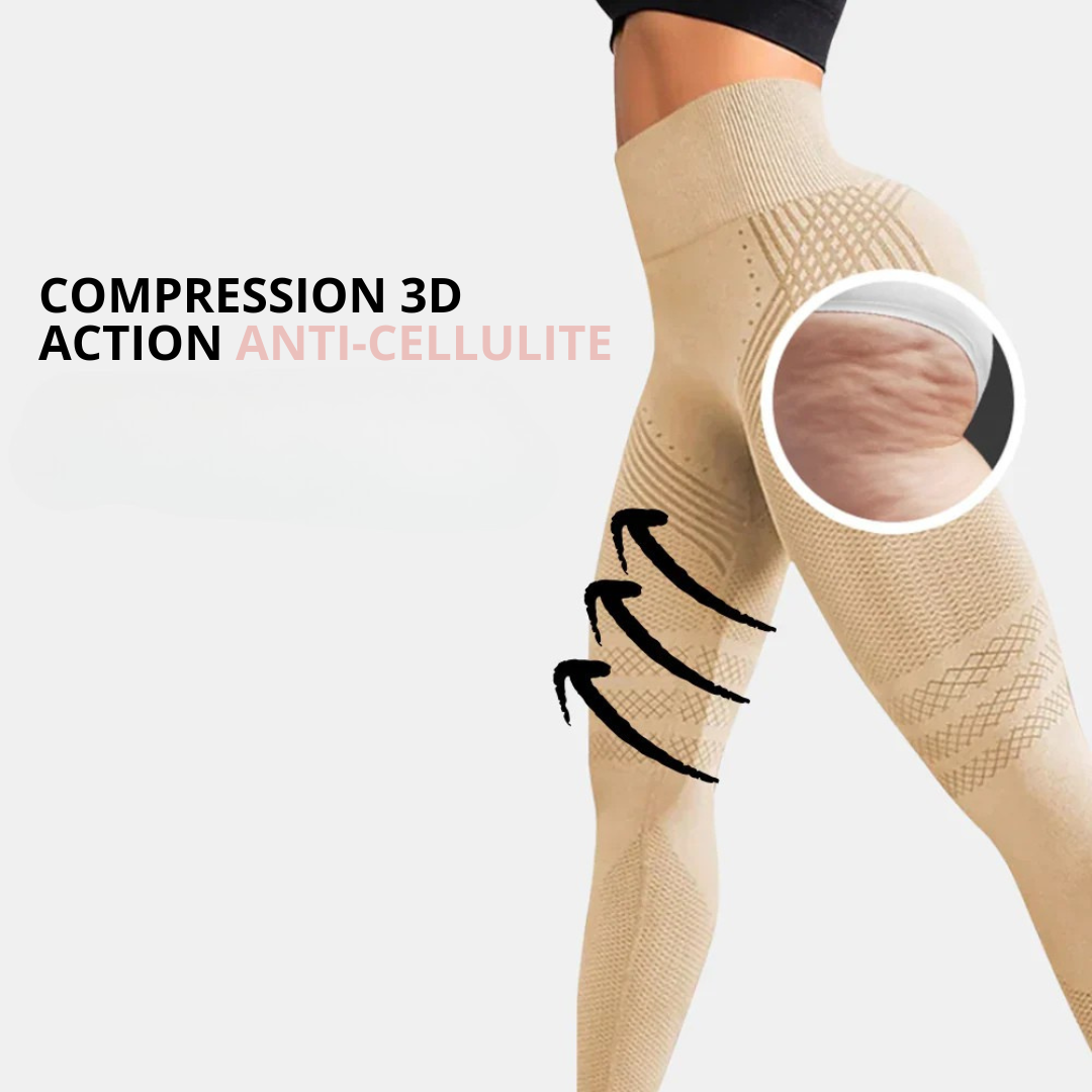 Caleya anti-cellulite leggings featuring a sleek design, perfect for workout and casual wear, in black color.